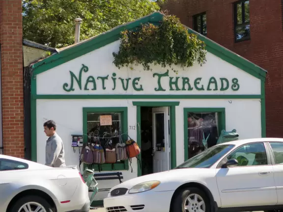 Cool area with coffee shops, cafes, and unique shops.