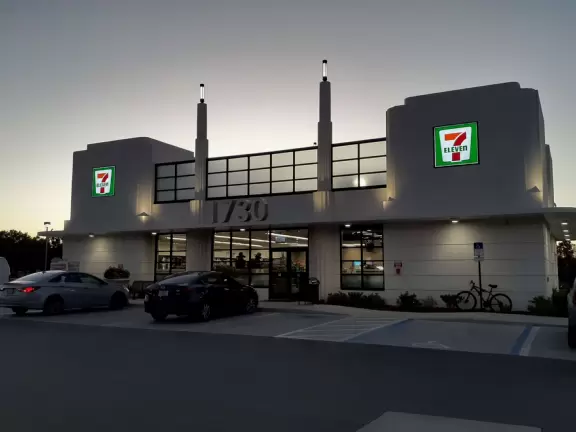 Even the 7-Eleven is beautiful in Celebration! It is on Celebration Blvd, near the freeway entrance. 