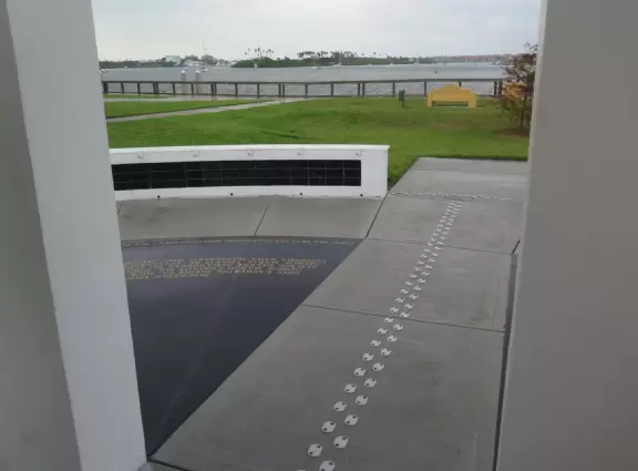 At night this must look great...lights leading to the Odyssey Memorial.