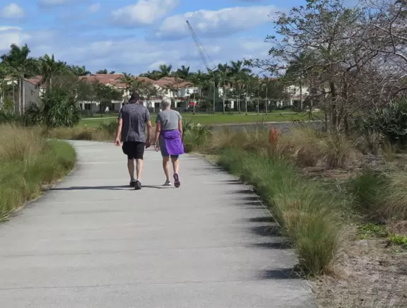 Nature trail with a wide variety of vegetation. Not much shade.