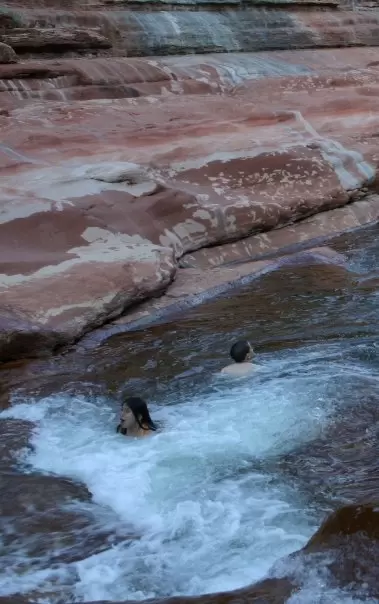 A deep pool section of slide rock.