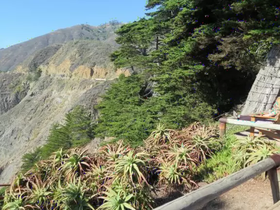 You can see the road hugging the cliffs from Ragged Point. 