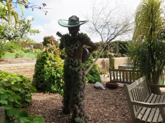 Hilly garden with many different areas to explore.