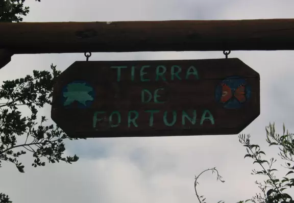 Enter under the flowering archway.