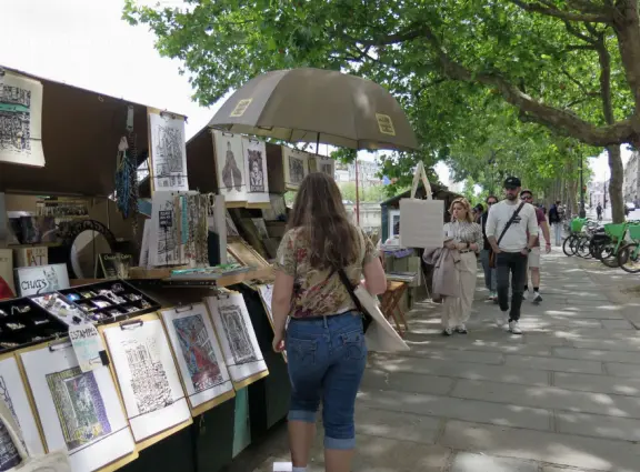 It's wonderful to stroll along in the shade, past the adorable bookseller stands on the Left Bank of the Seine River!