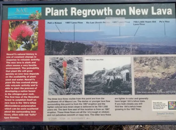Plaque at a lookout near the volcano, along Highway 11. 
