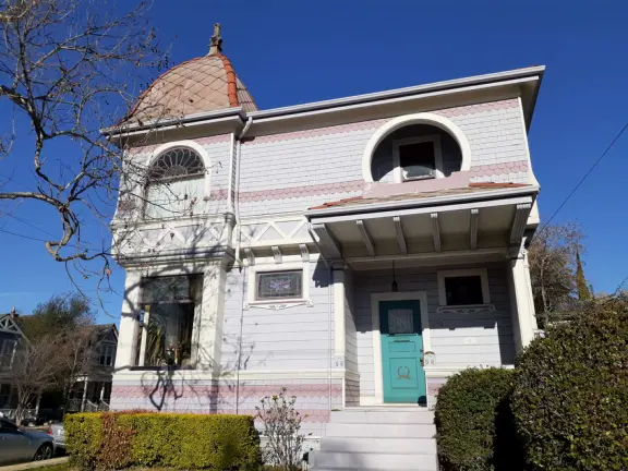Take a walk past pretty Victorian homes and gardens.