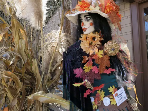 Dozens of scarecrows around Cambria East, Cambria West, Moonstone Drive, and San Simeon! In front of businesses. Very fun!