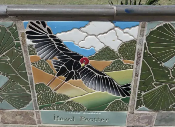 Mosaic tiles on the wall.