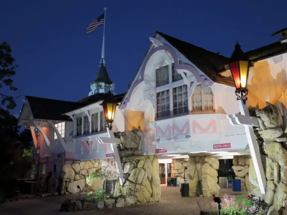 Walk the secret garden, plus admire the ranunculus flowers at the Madonna Inn entrance door in springtime, or swing, line, and ballroom dance on the fancy dance floor to live music most nights!