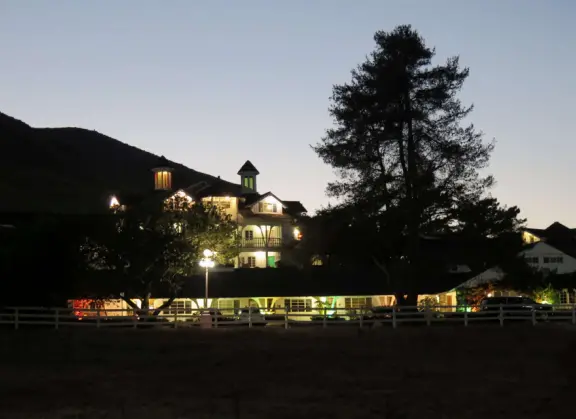 Walk the secret garden, plus admire the ranunculus flowers at the Madonna Inn entrance door in springtime, or swing, line, and ballroom dance on the fancy dance floor to live music most nights!