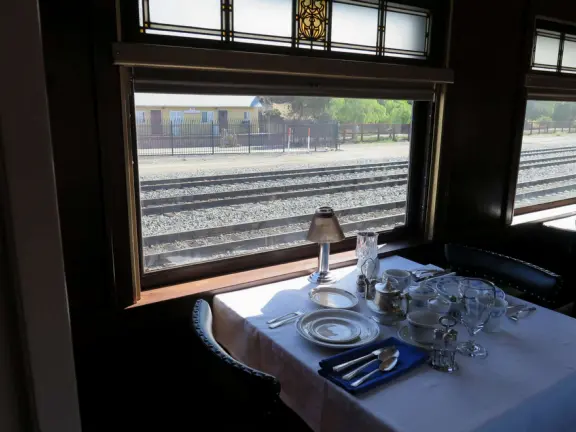 Railroad station with a few popular cafes, and small museum with beautifully-restored 1926 cafe-observation car and a model railroad of SLO county upstairs.