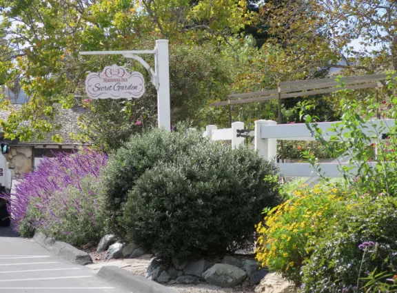Walk the secret garden, plus admire the ranunculus flowers at the Madonna Inn entrance door in springtime, or swing, line, and ballroom dance on the fancy dance floor to live music most nights!