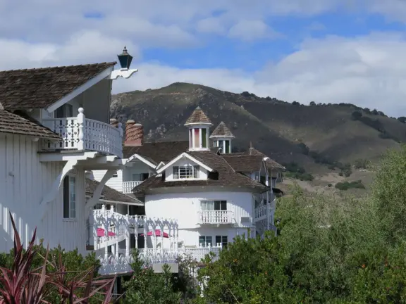 Walk the secret garden, plus admire the ranunculus flowers at the Madonna Inn entrance door in springtime, or swing, line, and ballroom dance on the fancy dance floor to live music most nights!