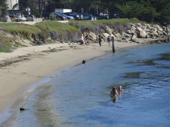 Young women swimming at Coleman Park. This is cold!