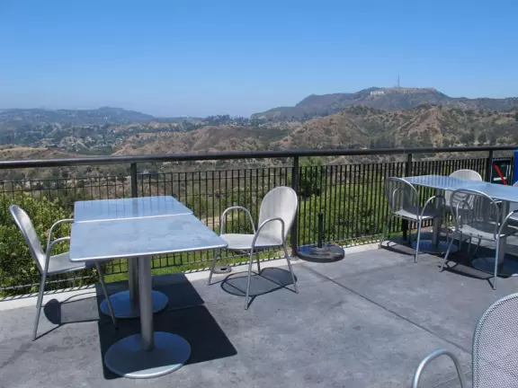 Art Deco observatory perched on a hill above LA with views of the iconic Hollywood sign, the downtown skyline, and the greater LA basin.