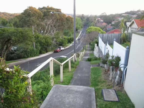 Steep path down to the park.
