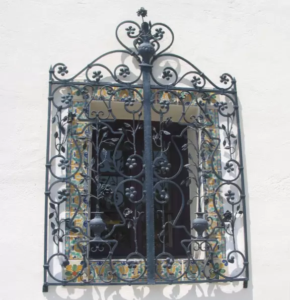 Wrought-iron window near the old Presidio Fortress.