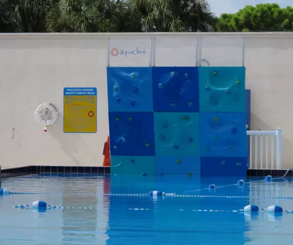 Fun splash playground and splash pad with plenty of shaded chairs for parents.